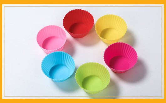 Six colorful silicone cupcake liners in red, blue, hot pink, yellow, pink, and lime green on a white background. - Image 15