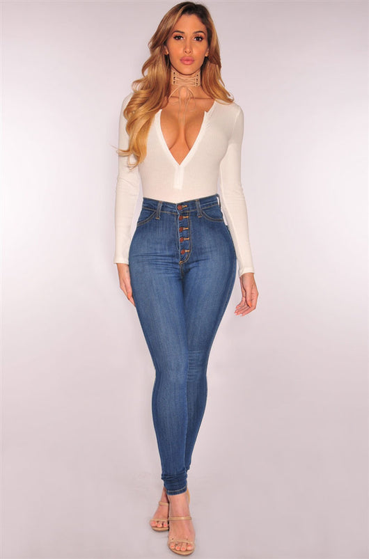 Pantalones Vaqueros Cintura Alta Elásticos con Cinco Hebillas - Image 12