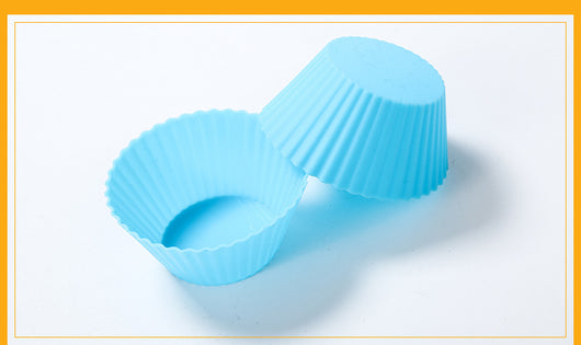 Six colorful silicone cupcake liners in red, blue, hot pink, yellow, pink, and lime green on a white background. - Image 13