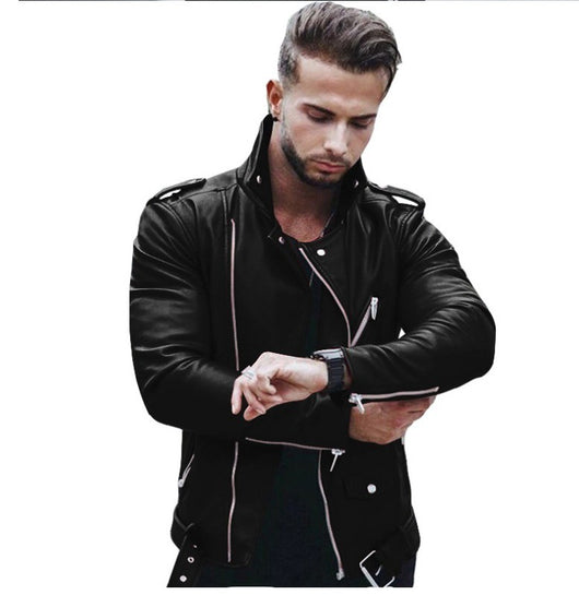 Chaqueta de Cuero Ajustada Estilo Europeo y Americano - Image 9