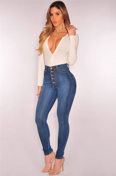 Pantalones Vaqueros Cintura Alta Elásticos con Cinco Hebillas - Image 11