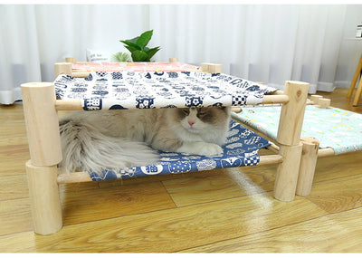 Cama de Camping de Madera para Gatos con Arenero Integrado - Image 19