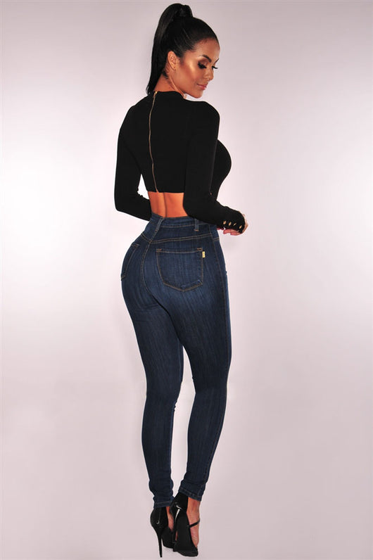 Pantalones Vaqueros Cintura Alta Elásticos con Cinco Hebillas - Image 10