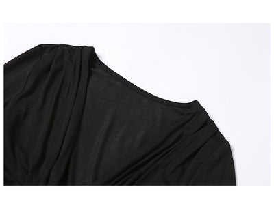 Conjunto Elegante: Blusa V-Escote Manga Larga + Falda Larga Ajustada - Image 6