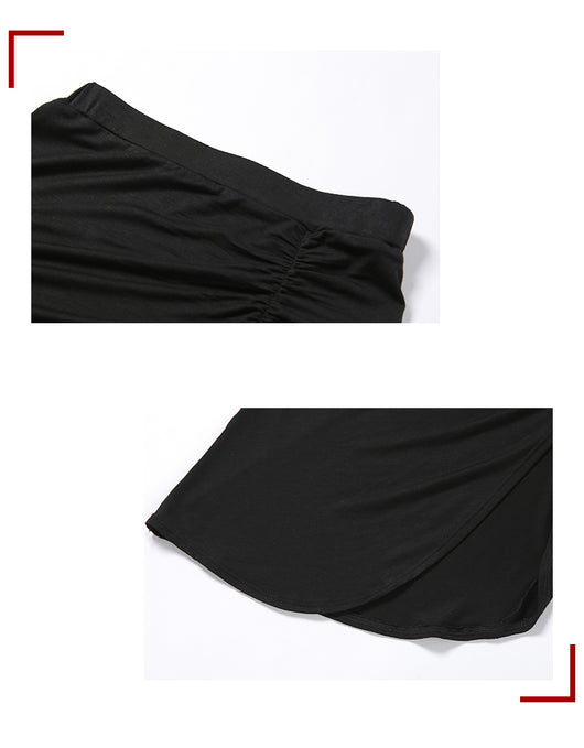 Conjunto Elegante: Blusa V-Escote Manga Larga + Falda Larga Ajustada - Image 7