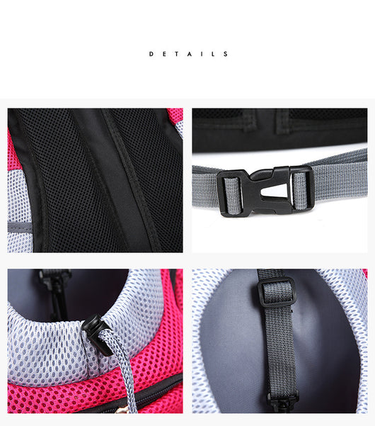 Lime green mesh pet backpack with grey trim, black zipper, and internal leash clip, shown from the front. - Image 29