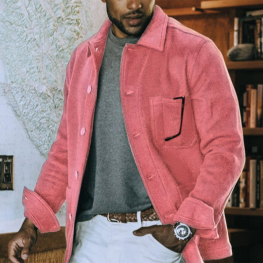 Chaqueta Casual de Hombre en Solido - Estilo Moderno con Cuello Solapa - Image 8