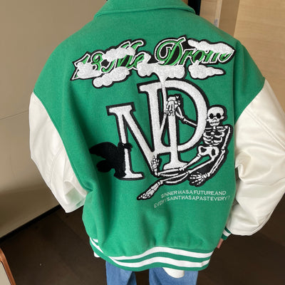 Chaqueta de Lana para Hombre con Bordado de Letras y Diseño Contrastante - Image 15