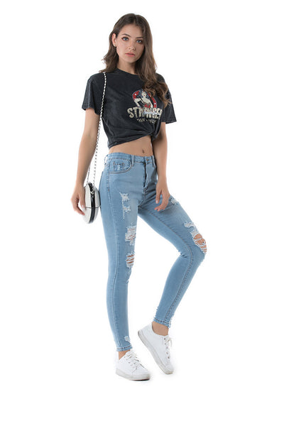Jeans Rotos Vintage con Efecto Desgastado - Image 11