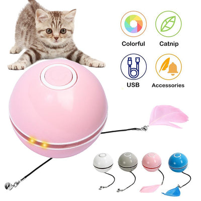 Blue LED Magic Ball pet toy for cats, packaged with batteries, measuring 6.4cm, on a white background. - Image 22