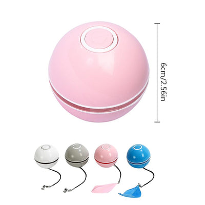 Blue LED Magic Ball pet toy for cats, packaged with batteries, measuring 6.4cm, on a white background. - Image 26