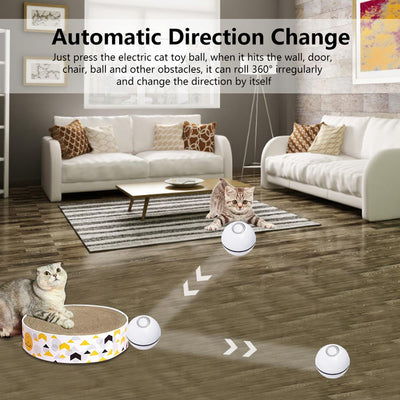 Blue LED Magic Ball pet toy for cats, packaged with batteries, measuring 6.4cm, on a white background. - Image 27