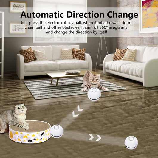 Blue LED Magic Ball pet toy for cats, packaged with batteries, measuring 6.4cm, on a white background. - Image 27