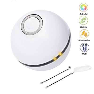 Blue LED Magic Ball pet toy for cats, packaged with batteries, measuring 6.4cm, on a white background. - Image 30