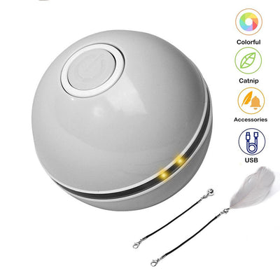 Blue LED Magic Ball pet toy for cats, packaged with batteries, measuring 6.4cm, on a white background. - Image 31