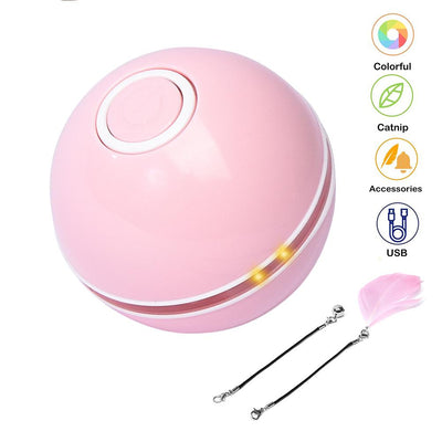 Blue LED Magic Ball pet toy for cats, packaged with batteries, measuring 6.4cm, on a white background. - Image 32