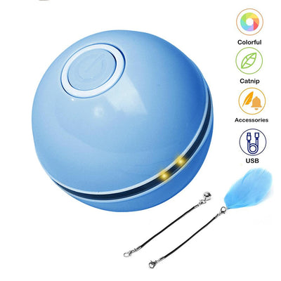Blue LED Magic Ball pet toy for cats, packaged with batteries, measuring 6.4cm, on a white background. - Image 33