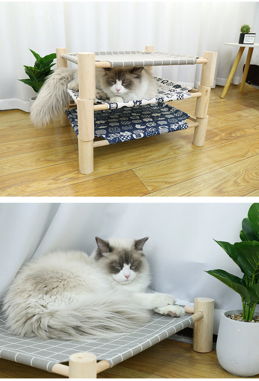 Cama de Camping de Madera para Gatos con Arenero Integrado - Image 18