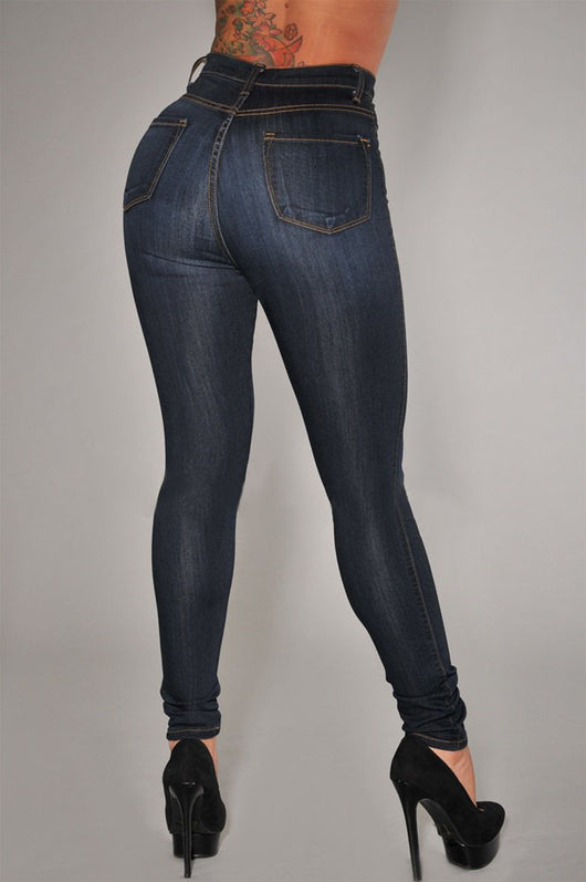Pantalones Vaqueros Cintura Alta Elásticos con Cinco Hebillas - Image 7