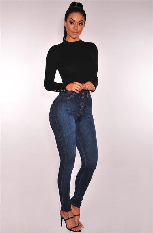 Pantalones Vaqueros Cintura Alta Elásticos con Cinco Hebillas - Image 9