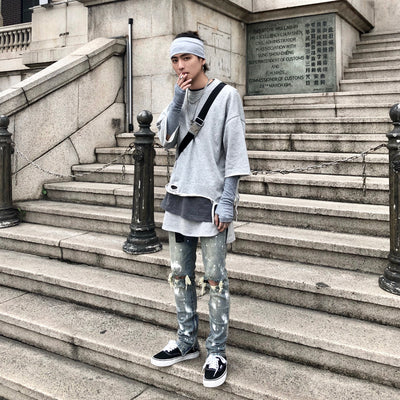 Jeans para Hombre con Diseño Splash y Desgarre Artístico - Image 9