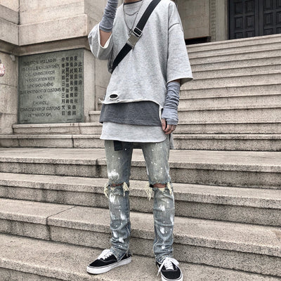 Jeans para Hombre con Diseño Splash y Desgarre Artístico - Image 14