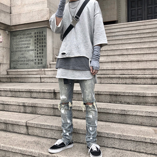 Jeans para Hombre con Diseño Splash y Desgarre Artístico - Image 14