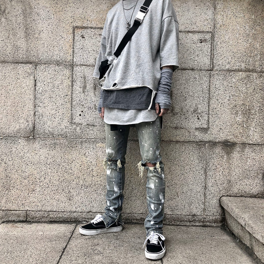 Jeans para Hombre con Diseño Splash y Desgarre Artístico - Image 16