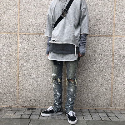 Jeans para Hombre con Diseño Splash y Desgarre Artístico - Image 17