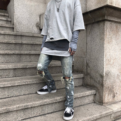 Jeans para Hombre con Diseño Splash y Desgarre Artístico - Image 18