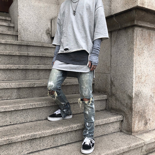 Jeans para Hombre con Diseño Splash y Desgarre Artístico - Image 18