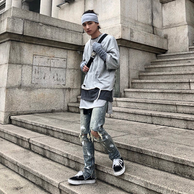 Jeans para Hombre con Diseño Splash y Desgarre Artístico - Image 20