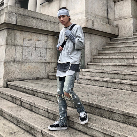 Jeans para Hombre con Diseño Splash y Desgarre Artístico - Image 20