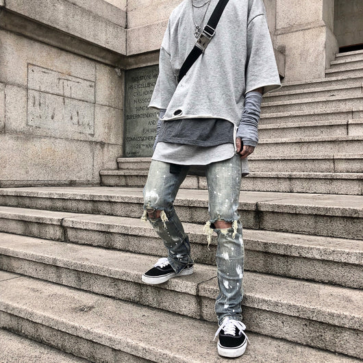 Jeans para Hombre con Diseño Splash y Desgarre Artístico - Image 24