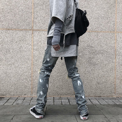 Jeans para Hombre con Diseño Splash y Desgarre Artístico - Image 25