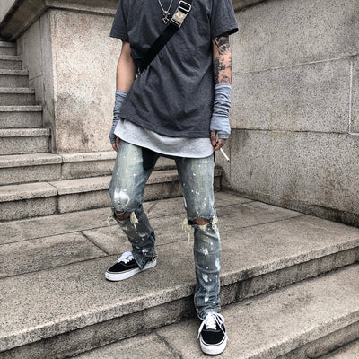 Jeans para Hombre con Diseño Splash y Desgarre Artístico - Image 27