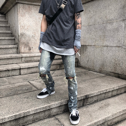 Jeans para Hombre con Diseño Splash y Desgarre Artístico - Image 27