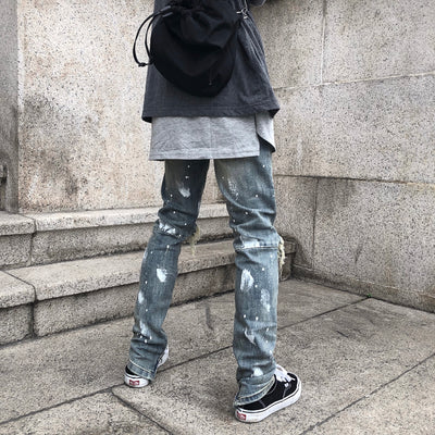 Jeans para Hombre con Diseño Splash y Desgarre Artístico - Image 29