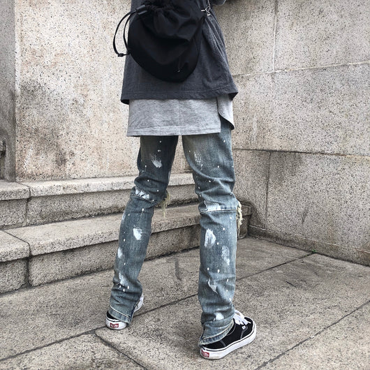 Jeans para Hombre con Diseño Splash y Desgarre Artístico - Image 29