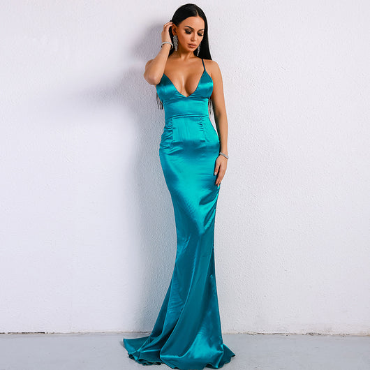 Vestido de Noche Espalda Descubierta Cuello V Mujer - Image 7