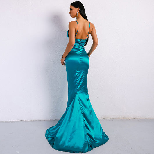 Vestido de Noche Espalda Descubierta Cuello V Mujer - Image 9