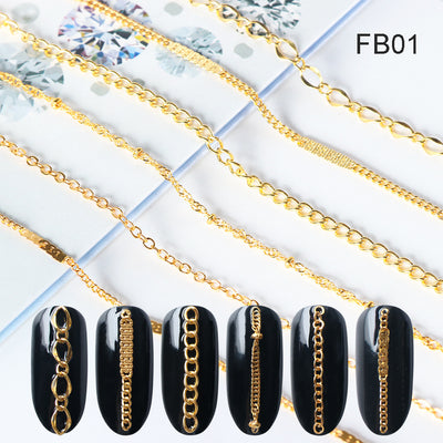 Cadenas de Joyería para Uñas - Decoración Metálica Dorada y Plateada - Image 16