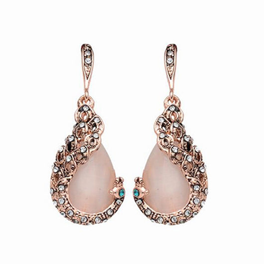 Conjunto de Collar y Aretes Retro Gota de Agua con Diamantes - Image 11