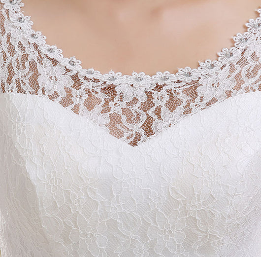 Vestido de Novia 2021 Encaje Hombros Descubiertos Corte Slim Tallas Grandes - Image 8