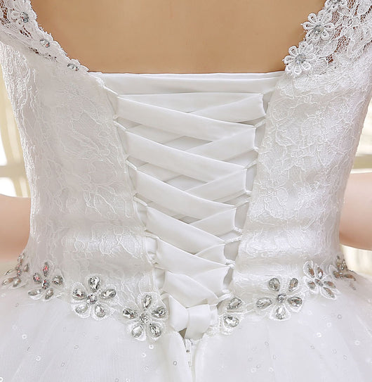 Vestido de Novia 2021 Encaje Hombros Descubiertos Corte Slim Tallas Grandes - Image 9