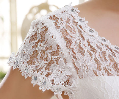 Vestido de Novia 2021 Encaje Hombros Descubiertos Corte Slim Tallas Grandes - Image 10