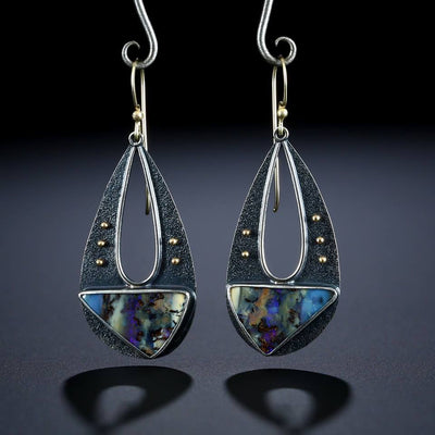 Aretes Bohemios Vintage Resina Gota de Agua Triángulo Hueco Elegantes - Image 6