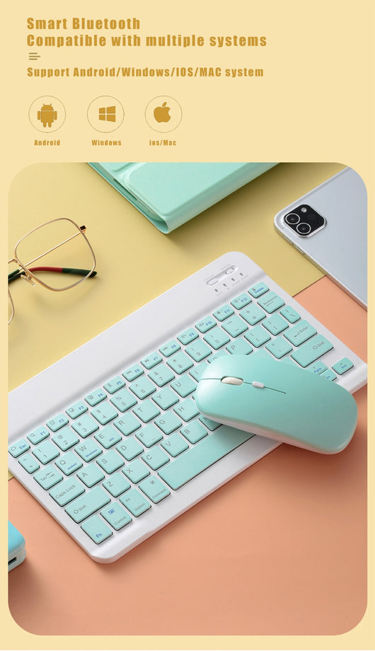 Teclado y Ratón Inalámbricos Ultra Delgados Compatible con Apple - Diseño Macaron - Image 17