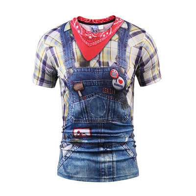 Chaleco Hip Hop Falso con Camiseta Slim Fit Manga Corta para Hombre - Image 17