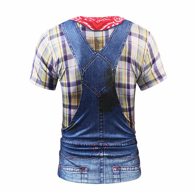 Chaleco Hip Hop Falso con Camiseta Slim Fit Manga Corta para Hombre - Image 18